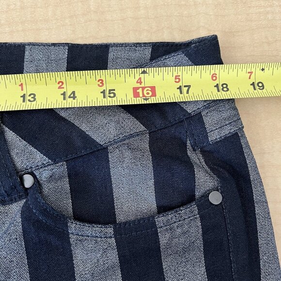 Forever 21 Women's Striped Pants Plus Size 14 Skinny Mid Rise Stretch Grey/Navy - Picture 8 of 11